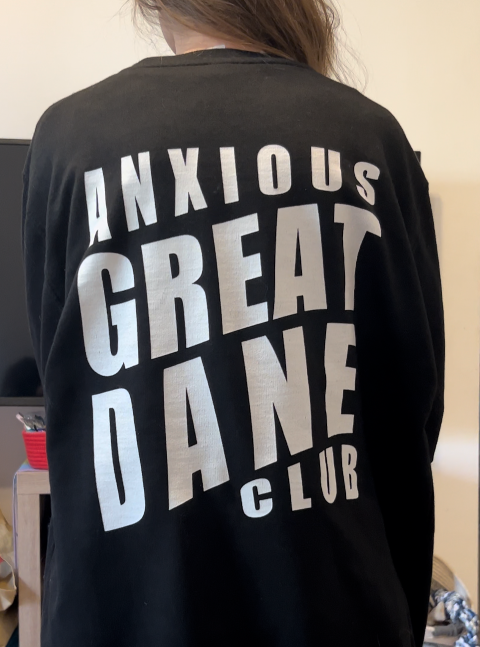 Anxious Great Dane Club Black Crewneck